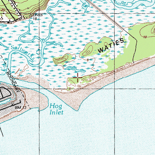 Topographic Map of Hog Island, SC
