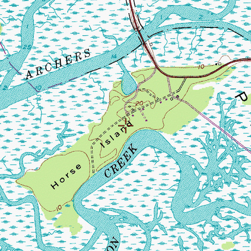 Topographic Map of Horse Island, SC
