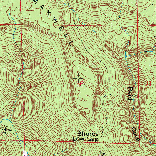 Topographic Map of Maxwell Mountain, AL