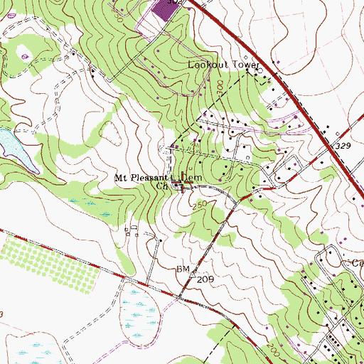 Topographic Map of Mount Pleasant Church, SC