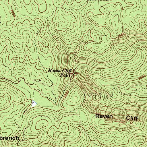 Topographic Map of Raven Cliff Falls, SC
