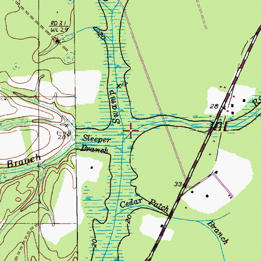 Topographic Map of Roper Branch, SC