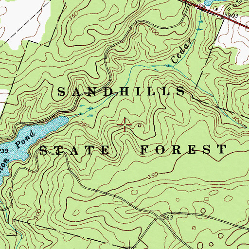 Topographic Map of Sandhills State Forest, SC