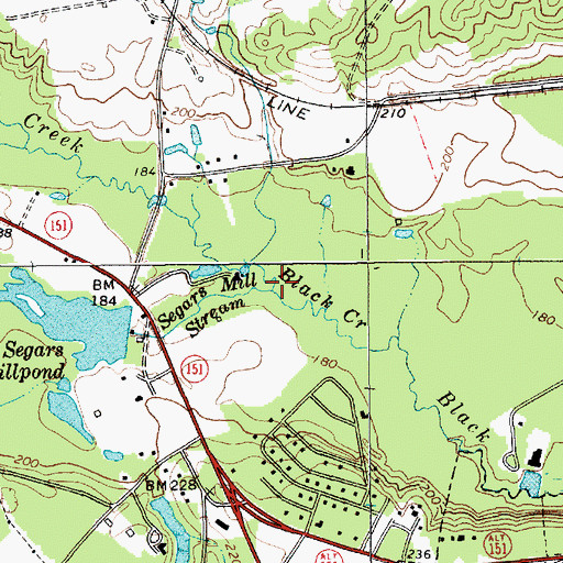 Topographic Map of Segars Mill Stream, SC