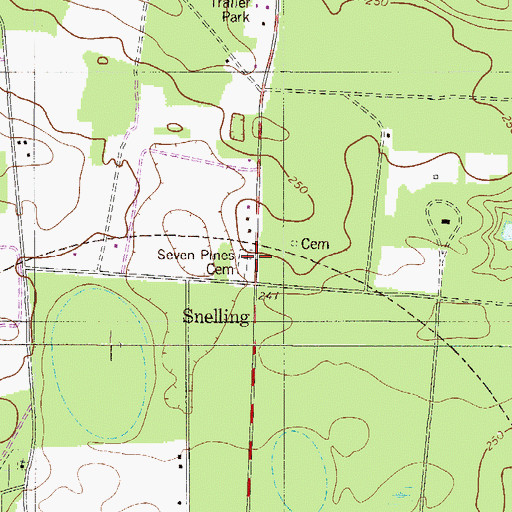 Topographic Map of Seven Pines Cemetery, SC