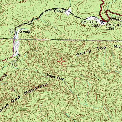 Topographic Map of Sharp Top Mountain, SC
