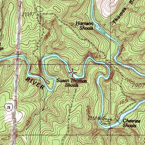 Topographic Map of Susan Thomas Shoals, SC