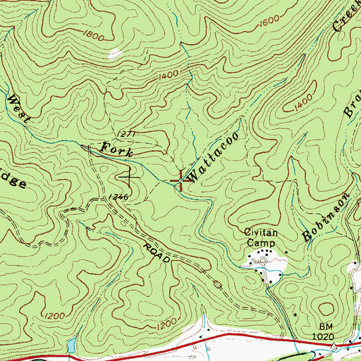 Topographic Map of West Fork Wattacoo Creek, SC