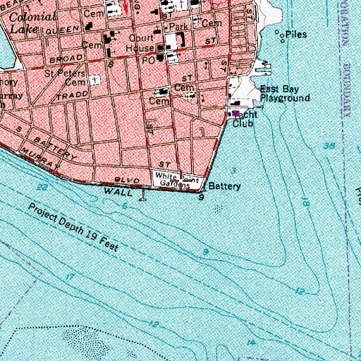 Topographic Map of White Point Gardens, SC