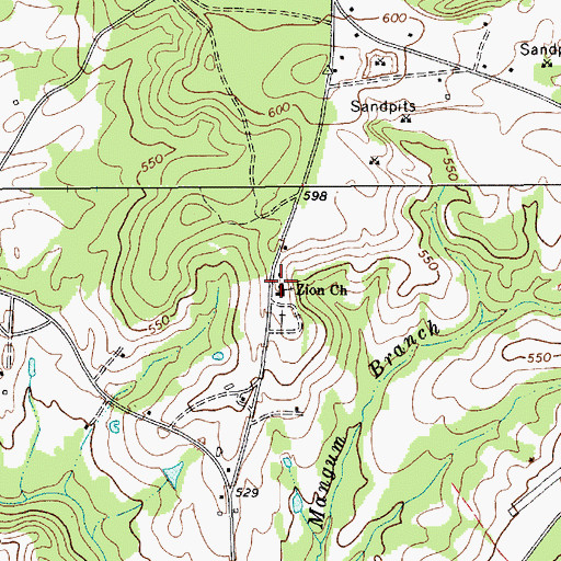 Topographic Map of Zion Church, SC
