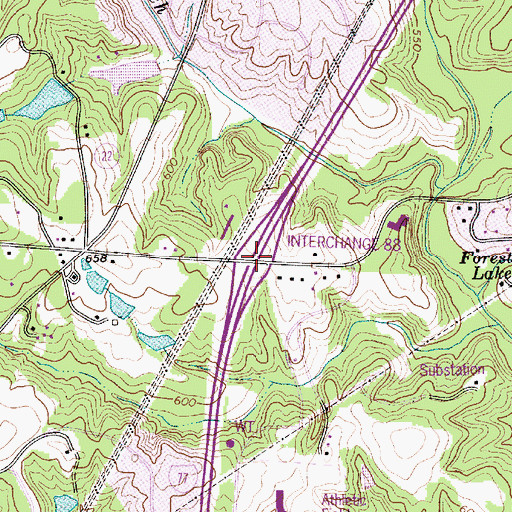 Topographic Map of Interchange 88, SC