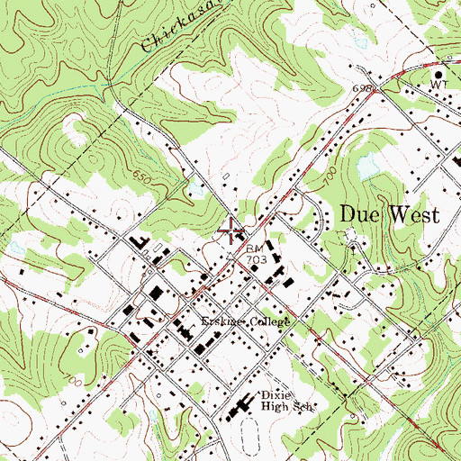 Topographic Map of Due West Cemetery, SC