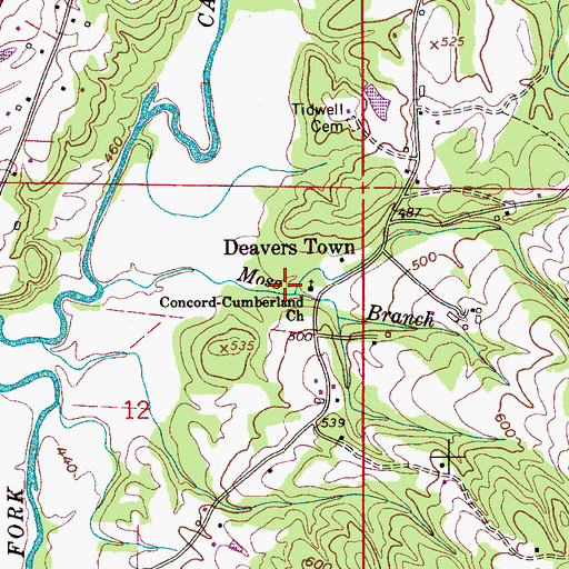 Topographic Map of Moore Branch, AL