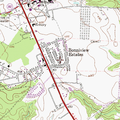 Topographic Map of Bonniview Estates, SC