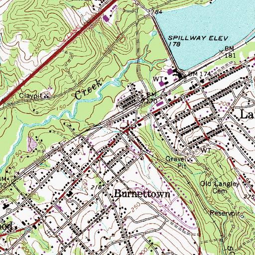 Topographic Map of Burnettown, SC