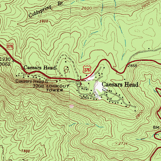 Topographic Map of Caesars Head, SC