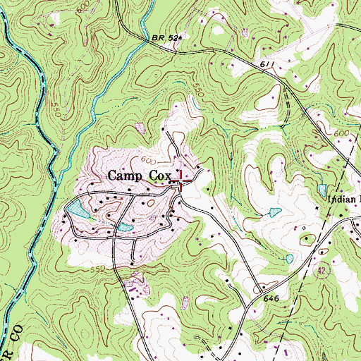 Topographic Map of Camp Cox, SC