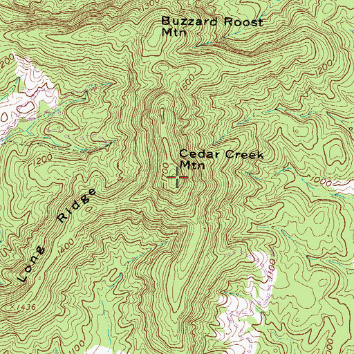 Topographic Map of Cedar Creek Mountain, SC