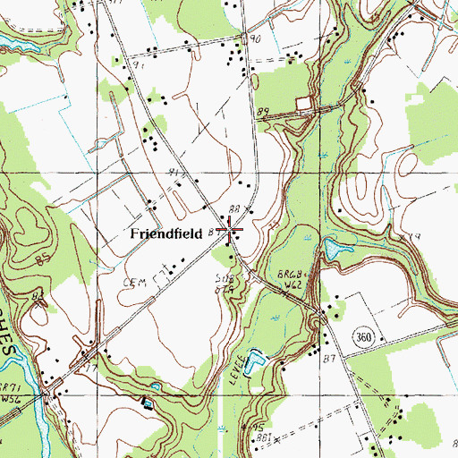 Topographic Map of Friendfield, SC