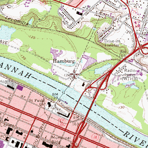 Topographic Map of Hamburg, SC