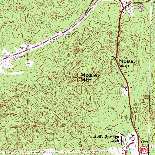 Topographic Map of Mosley Mountain, SC