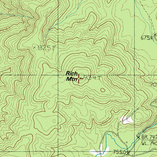 Topographic Map of Rich Mountain, SC