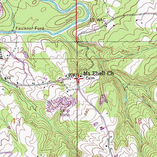 Topographic Map of Mount Ebell Church, AL