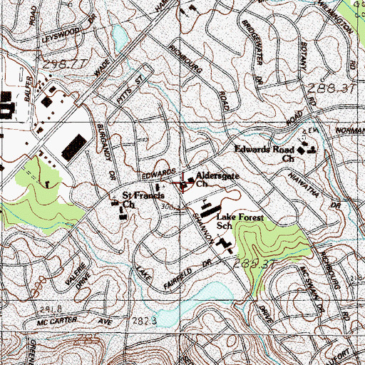 Topographic Map of Aldersgate Church, SC