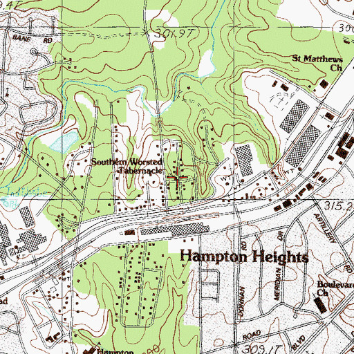 Topographic Map of Southern Worsted Tabernacle, SC