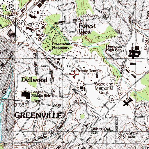 Topographic Map of Trinity Temple, SC
