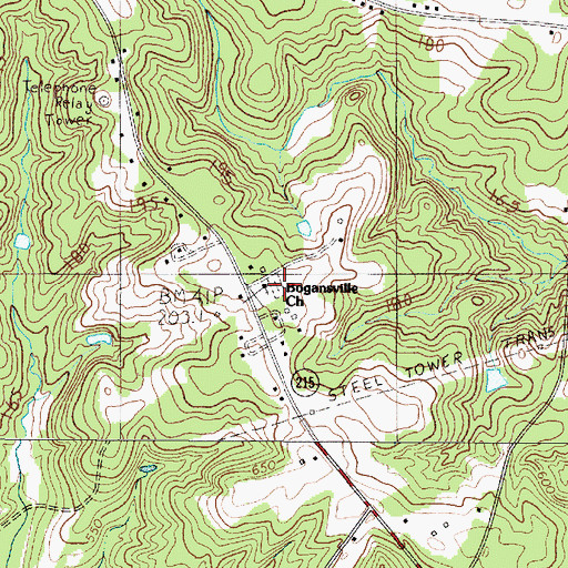 Topographic Map of Bogansville Cemetery, SC