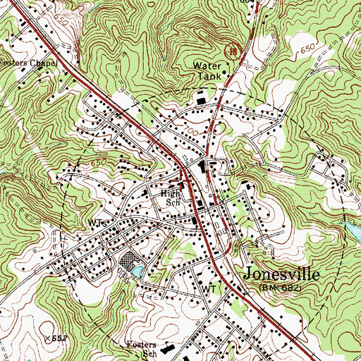 Topographic Map of Jonesville High School, SC