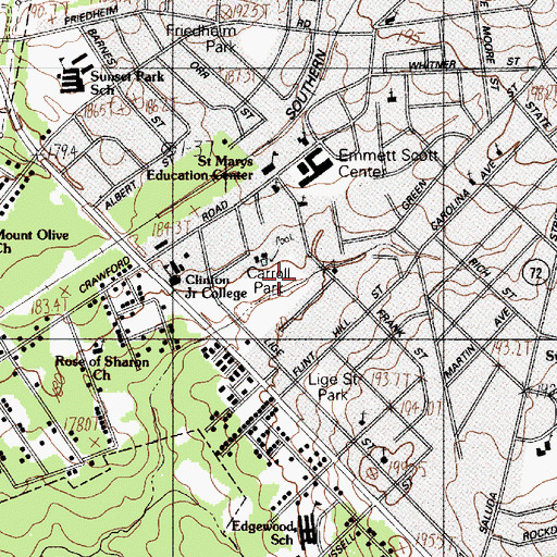 Topographic Map of Carroll Park, SC