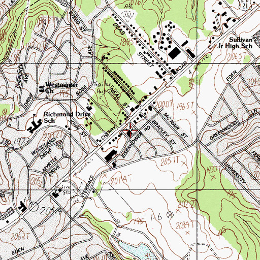 Topographic Map of College Park Baptist Church, SC