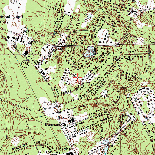 Topographic Map of Coventry Estates, SC