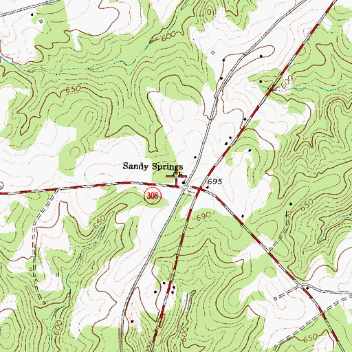 Topographic Map of Sandy Springs School (historical), SC