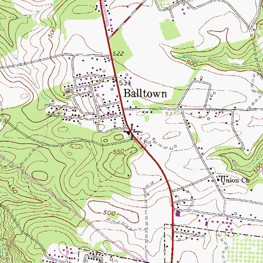 Topographic Map of Ball Town School (historical), SC