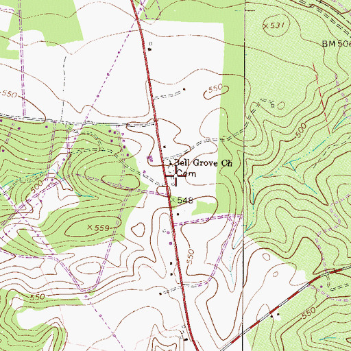 Topographic Map of Bass Grove School (historical), SC