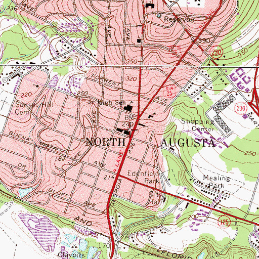Topographic Map of First Baptist Church of North Augusta, SC