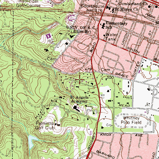 Topographic Map of Mead Hall School, SC