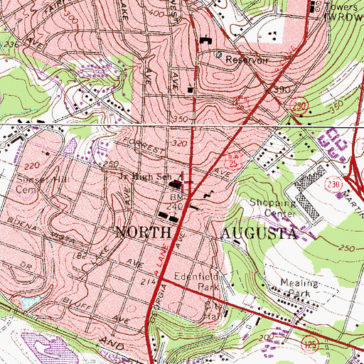 Topographic Map of North Augusta Elementary School, SC