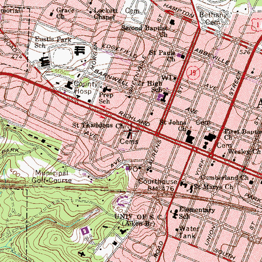 Topographic Map of Saint Thaddeus Episcopal Church Graveyard, SC