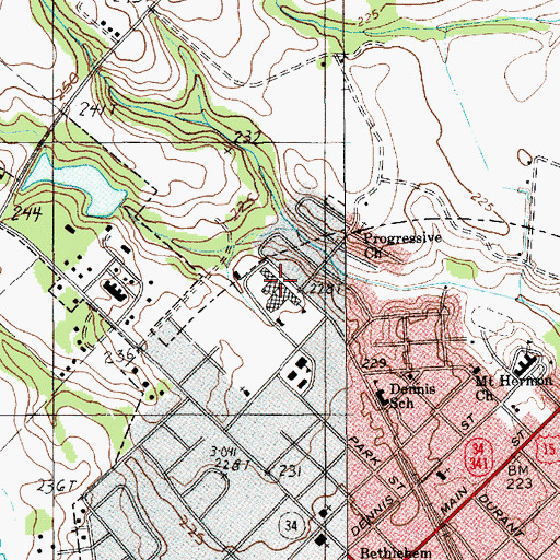 Topographic Map of Bishopville High School, SC