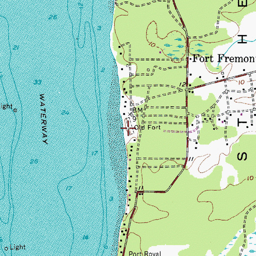 Topographic Map of Fort Fremont (historical), SC