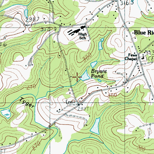 Topographic Map of Bryant Pond Dam D-2891, SC