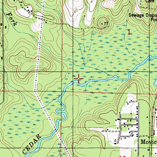 Topographic Map of North Fork Cedar Creek, AL