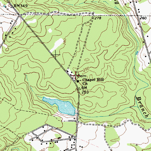 Topographic Map of Chapel Hill Cemetery, SC