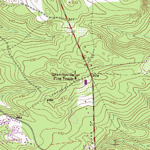 Topographic Map of Graniteville Fire Tower, SC