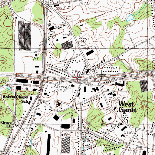 Topographic Map of Interchange 43, SC