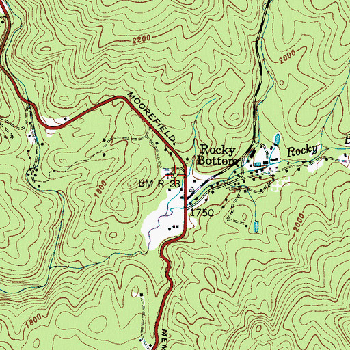 Topographic Map of Rocky Bottom Cemetery, SC
